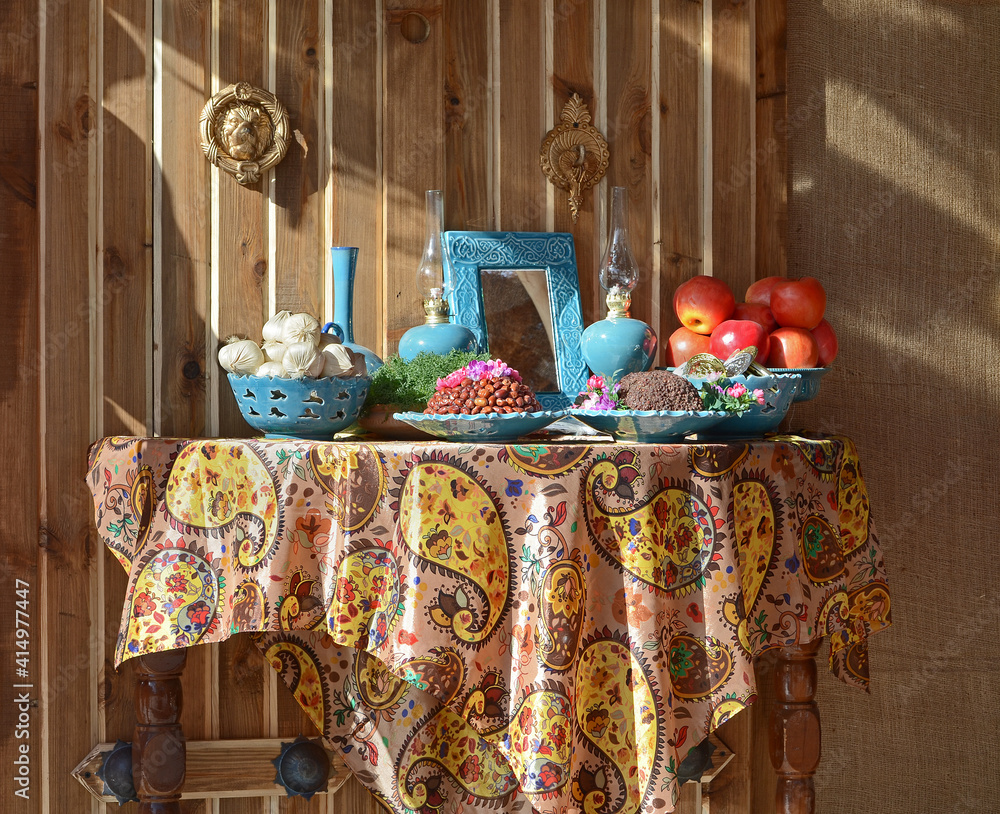 Haft Seen Traditional Table Setting Of Nowruz The Traditional Iranian Spring Celebration