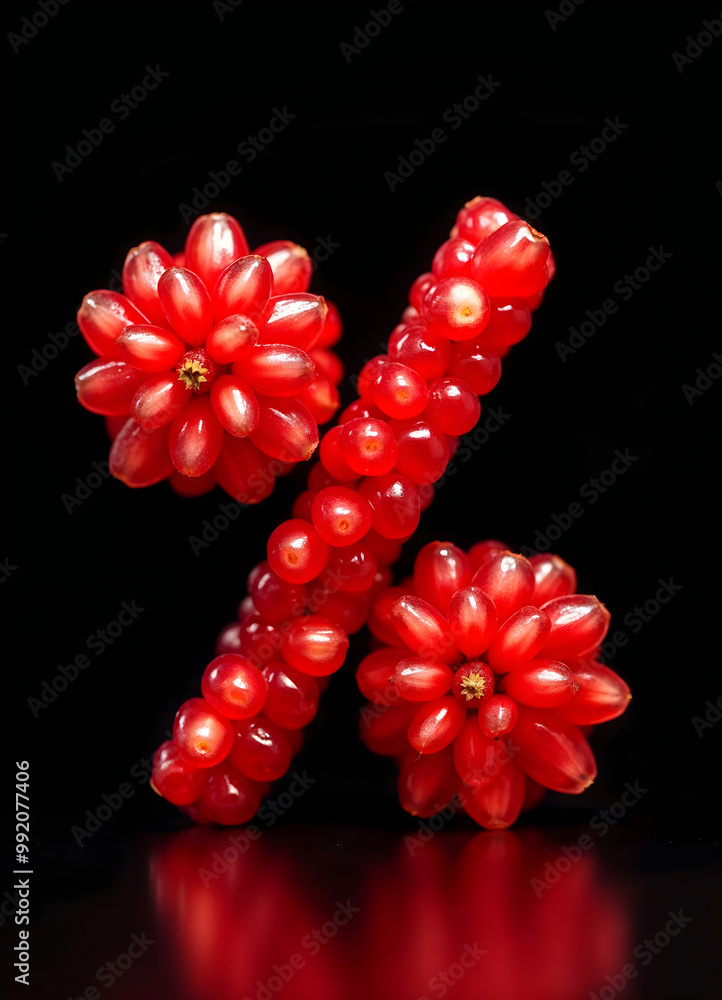 A Red Discount Percent Sign Made With Pomegranate Seeds Sale For Yalda Night Winter On A Dark Background