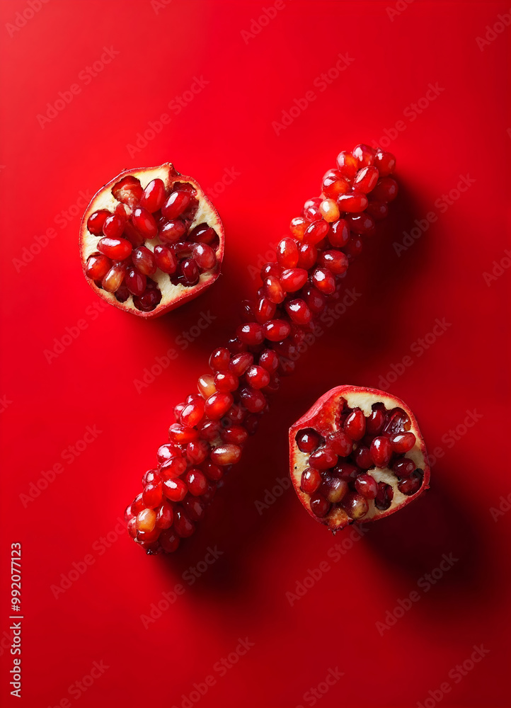 A Red Discount Percent Sign Made With Pomegranate Seeds Sale For Yalda Night Winter On A Red Background