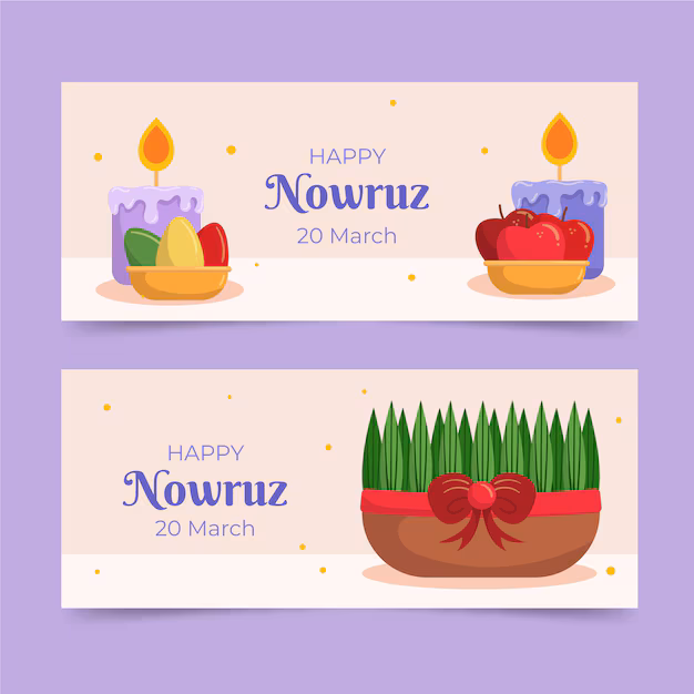 Flat Happy Nowruz Horizontal Banners Set