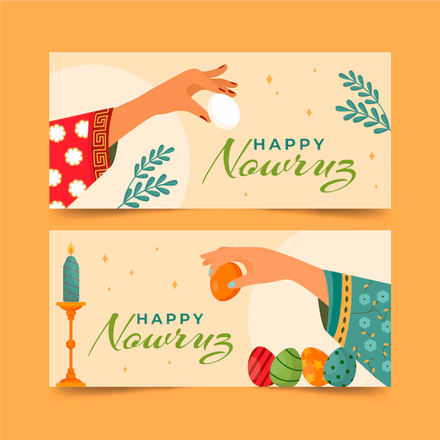 Flat Happy Nowruz Horizontal Banners Set