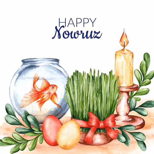 Watercolor Happy Nowruz Illustration