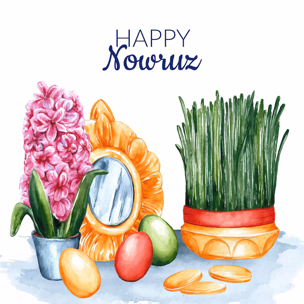Watercolor Happy Nowruz Illustration
