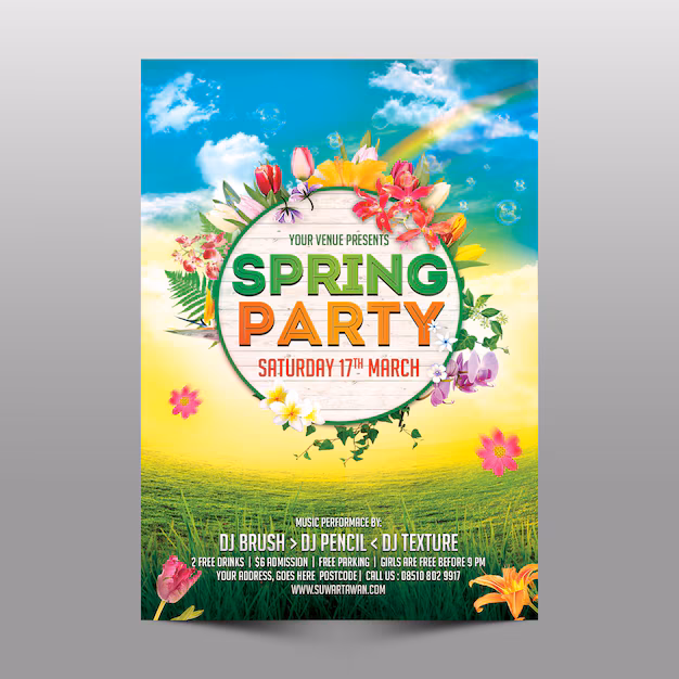 Spring Party Flyer Mockup