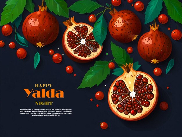 Yalda Night Background With Pomegranates