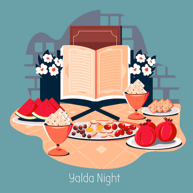 Illustration Happy Yalda Night Party Iran