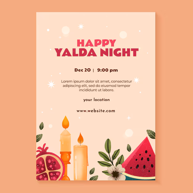 Watercolor Yalda Night Celebration Poster