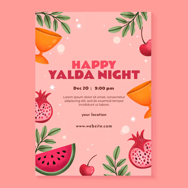 Watercolor Yalda Night Celebration Poster